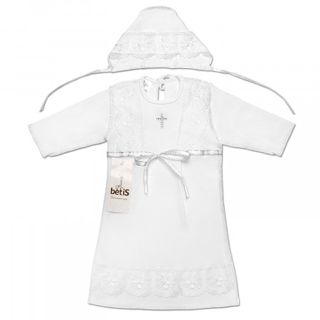 "Кристина-2" сорочка для крещения девочки +шапочка (белый