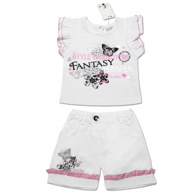 Костюм FANTASY (футболка, шорты) для девочки (розовый), интерлок