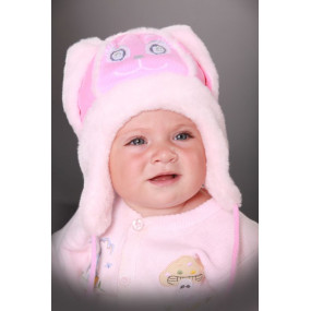 Шапка зимова ВУХАСТИК, яскраво-рожевий 2