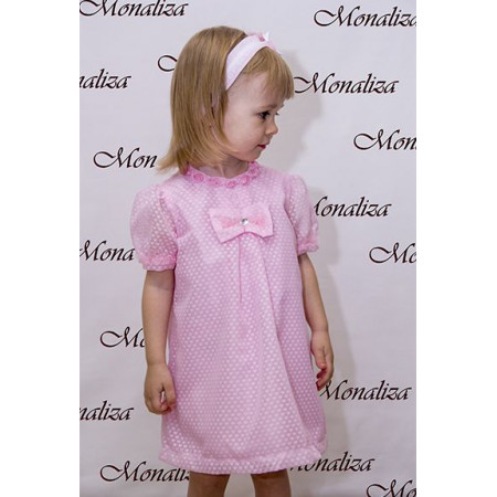 Платье нарядное летнее (розовое в сердечки) мод. 0715, MonaLiza