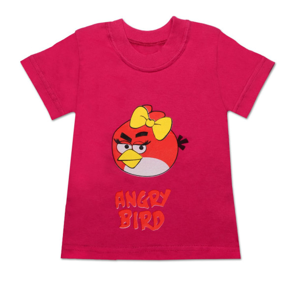 Футболка для девочки Angry Bird, малиновая (86-98 см)