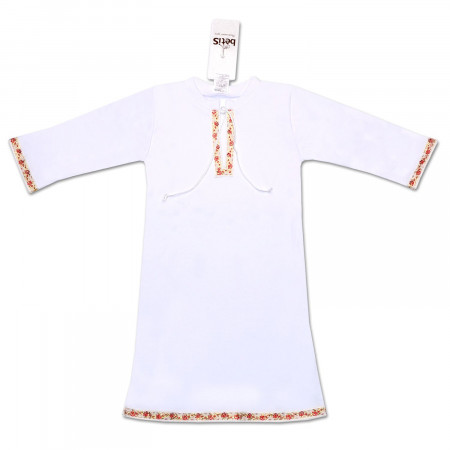 Кристиан-2" крестильная рубаха (белый с красным орнаментом)