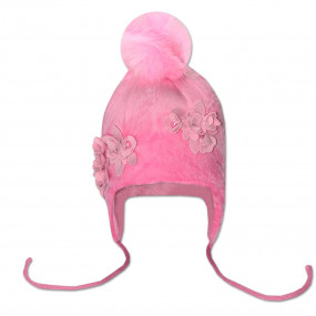 Шапка зимова для дівчинки Беатріс (об`ємні квіти), рожевий 2