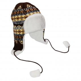 Шапка зимова Назарій, вишиванка коричневий 2