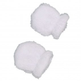 Рукавички-царапки "Снежок" махра на подкладе (белый, молочный)