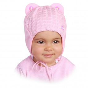 Шапка демісезонна Малятко (фліс, в`язка), рожевий 2