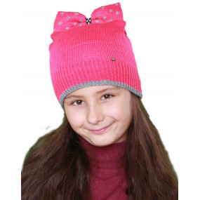 Шапка зимняя Бритни (вязка на синтепоне), малина 2