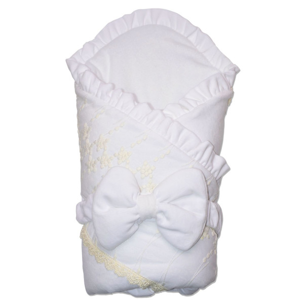 Конверт-одеяло велюр на флисе Milena для новорожденных (белый c