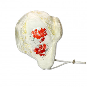 Шапка зимова для дівчинки Clovers (плащівка), екрю-червоний 2