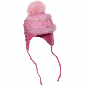 Шапка зимова Dominika (плюш-букле, хутро кролик), рожевий 2