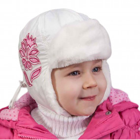 Шапка зимова Anitta (плащівка, вишивка), екрю 2