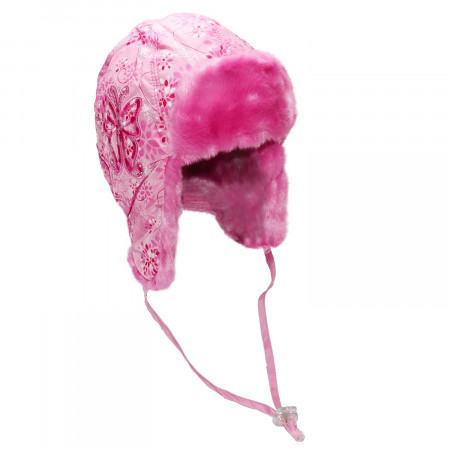 Шапка зимова для дівчинки Marta (плащівка принт), рожевий
