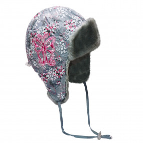 Шапка зимова для дівчинки Marta (плащівка принт), сірий 2