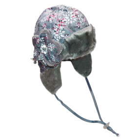 Шапка зимова для дівчинки Blanka (плащівка принт), сірий 2