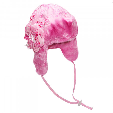 Шапка зимняя для девочки Blanka (плащевка принт), розовый
