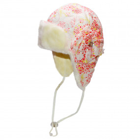 Шапка зимова для дівчинки Elza (плащівка принт), екрю 2