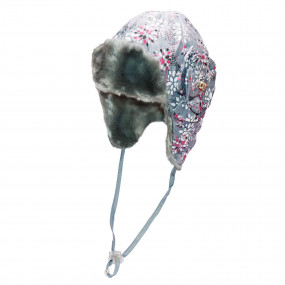 Шапка зимова для дівчинки Elza (плащівка принт), сірий 2