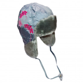 Шапка зимова Agata (плащівка, вишивка), сірий 2