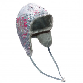 Шапка зимова для дівчинки Agneshka (плащівка принт), сірий 2
