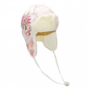 Шапка зимова для дівчинки Agneshka (плащівка принт), екрю 2