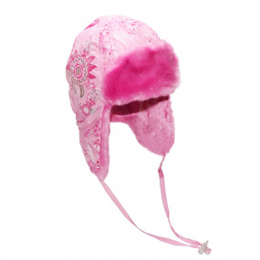 Шапка зимова для дівчинки Agneshka (плащівка принт), рожевий 2