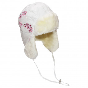 Шапка зимова Agata (плащівка, вишивка), екрю 2