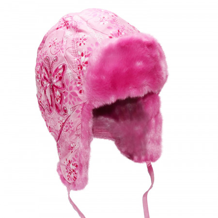 Шапка зимняя для девочки Marta (плащевка принт), розовый