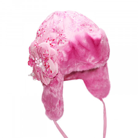 Шапка зимова для дівчинки Blanka (плащівка принт), рожевий