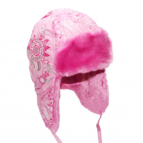 Шапка зимняя для девочки Agneshka (плащевка принт), розовый