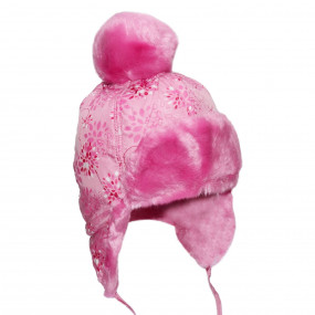 Шапка зимова для дівчинки Gabriel (плащівка принт), рожевий
