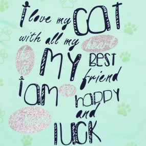 Комплект для дівчинки I love my cat, м`ятний 2
