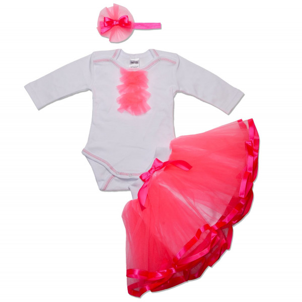 Комплект Berry (юбка из фатина, боди, повязка), розовый ультра