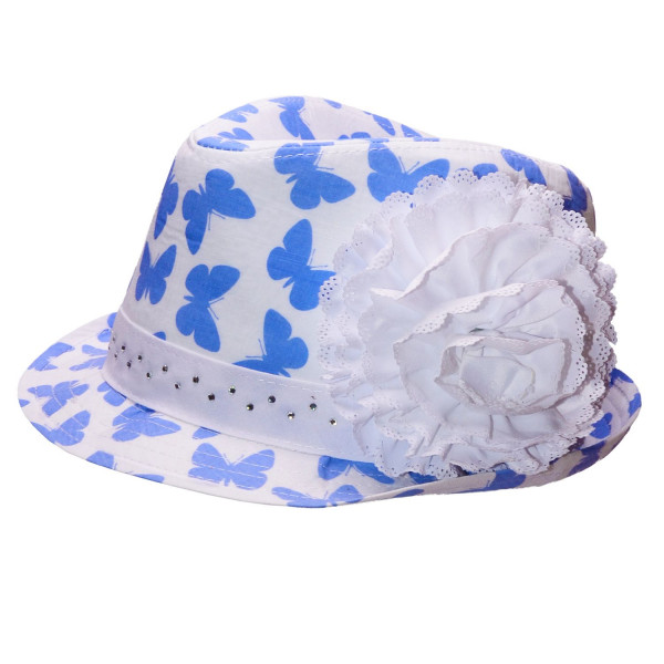 Шляпка для девочки Butterfly (стразы), голубой