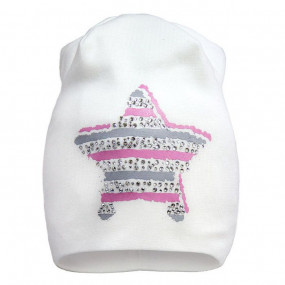 Демисезонная шапочка для девочки Shiny star (премиум), молочная