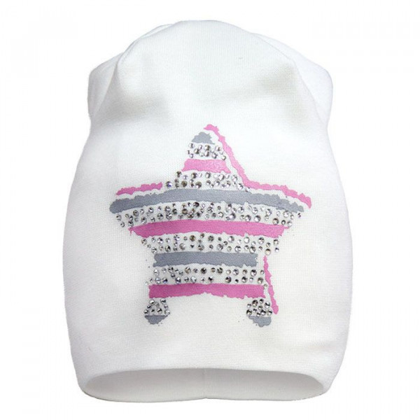 Демісезонна шапочка для дівчинки Shiny star (преміум), молочна