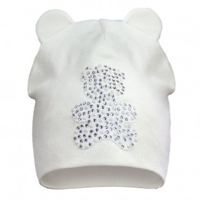 Первая демисезонная шапочка Teddy bear (премиум), молочный