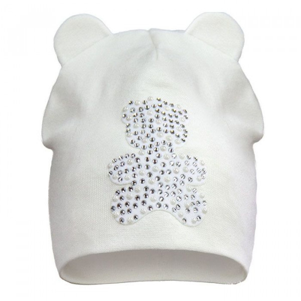 Перша демісезонна шапочка Teddy bear (преміум), молочний