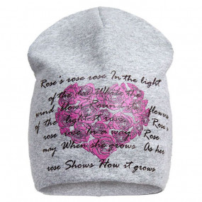 Демисезонная шапочка для девочки Roses Heart (премиум), серый