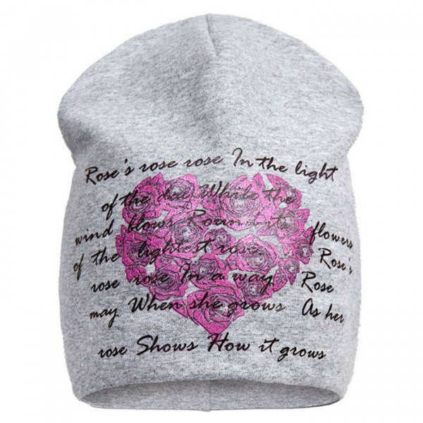 Демісезонна шапочка для дівчинки Roses Heart (преміум), сірий