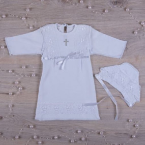 "Кристина-2" сорочка для крещения девочки +шапочка (белый