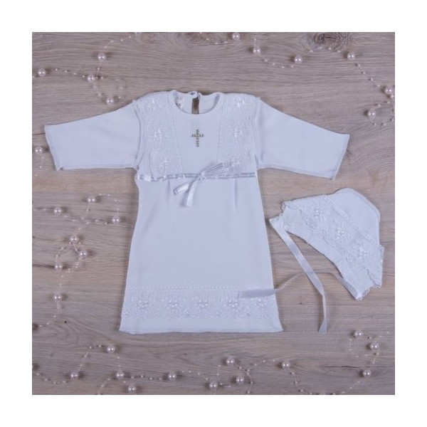 "Крістіан-2" сорочка для хрещення дівчинки, шапочка (білий
