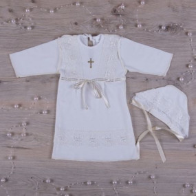 "Кристина-2" сорочка для хрещення +шапочка (молочный интерлок)