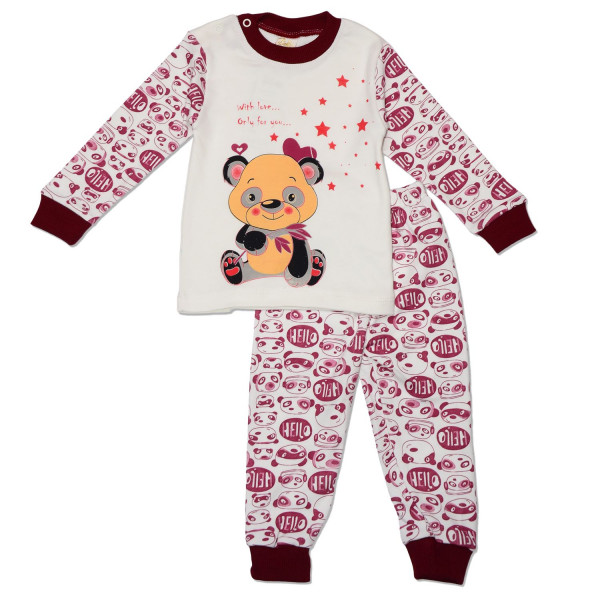 Пижама детская Мишка (бордо), интерлок