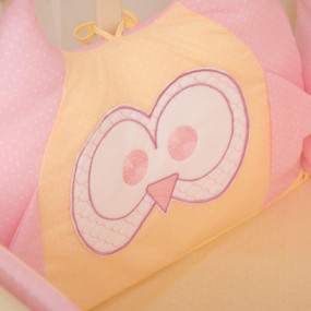 Борти "Совенятко" рожеві з вишивкою (поплін) 360х25 см 2