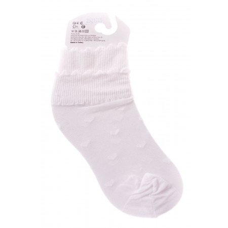 Шкарпетки капронові з помпонами (в сердечка), білі