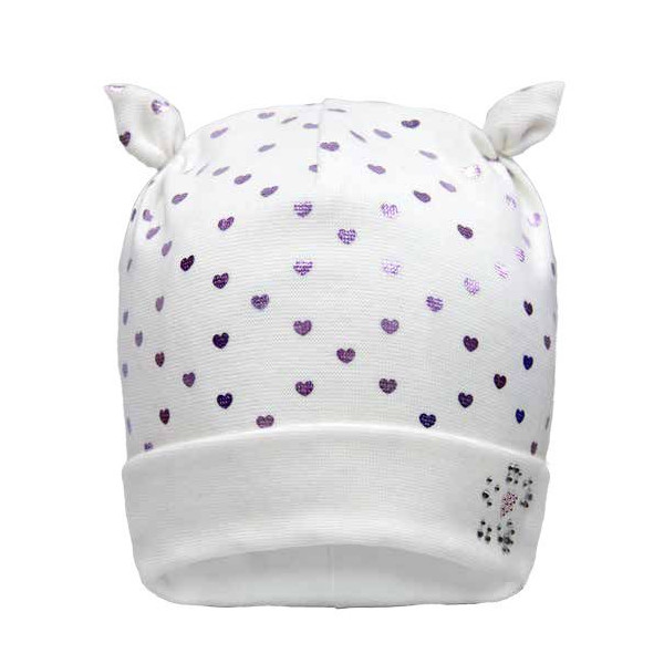 Демі шапка 20132 (преміум), молочний в сердечка