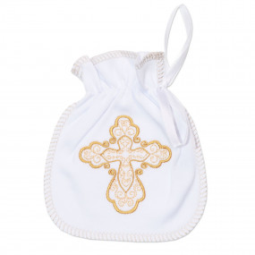 Мішечок для локону "Талісман янгола" інтерлок (білий/золото) 2