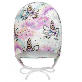 Демі шапка 20247 (преміум) зав`язки, райдужні єдинороги 2