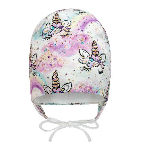 Деми шапка 20247 (премиум) завязки, радужные единороги