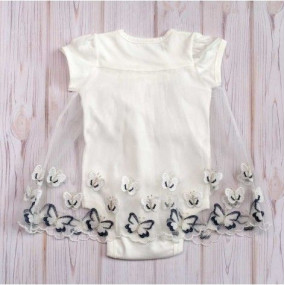 Боді-сукня "Метелики" сині (інтерлок молочний) 2